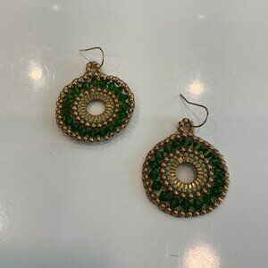 Lulii Blu, Crystal and Gold hand Woven Earrings, 1'25" dia.